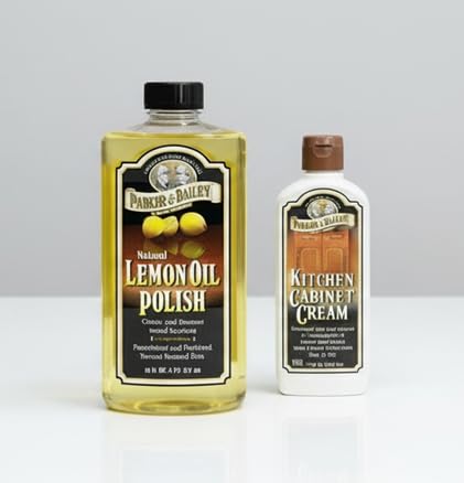Parker & Bailey Wood Cleaner & Polish Set of 2 – Lemon Oil Furniture Polish & Kitchen Cabinet Cream