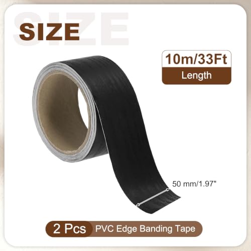 uxcell 2Pcs 2" x 33 ft PVC Edge Banding Tape, Black - color: Black, size: 2" x 33 ft