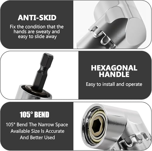 Right Angle Drill Driver, 105 Degree Adapter for Electric Drill, Screwdriver, and DIY Home Projects（Silver） - color: Silver