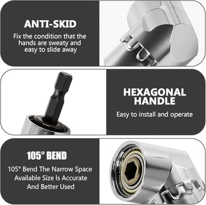 Right Angle Drill Driver, 105 Degree Adapter for Electric Drill, Screwdriver, and DIY Home Projects（Silver） - color: Silver