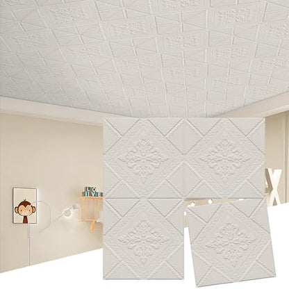 Ceiling Tiles 13.8x13.8 inch, 16 Pcs Ceiling Tiles - color: Geometric, size: 16pcs