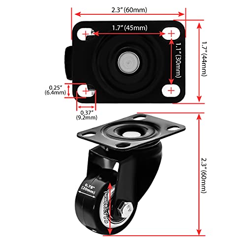 Online Best Service™ Swivel 1.5" Caster Wheels Rubber Base with Top Plate & Bearing Heavy Duty (12 Pack Without Brake)