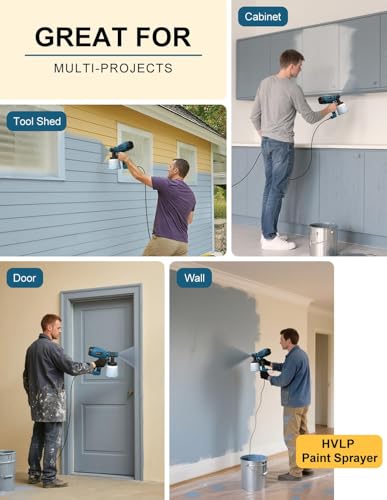 Paint Sprayer, Electric Spray Paint Gun, 3 Modes & 4 Brass Nozzles