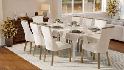 White Gold Upholstered Dining Chairs Set of 12, Waterproof Fabric - size: Set of 12