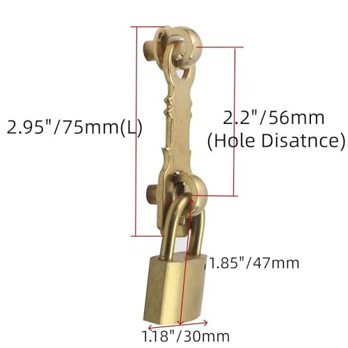 Retro Heavy Duty Padlock, Brass Gold Door Lock with Hasp and Keys - size: Light Brass Hasp+Padlock