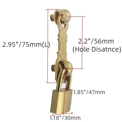 Retro Heavy Duty Padlock, Brass Gold Door Lock with Hasp and Keys - size: Light Brass Hasp+Padlock