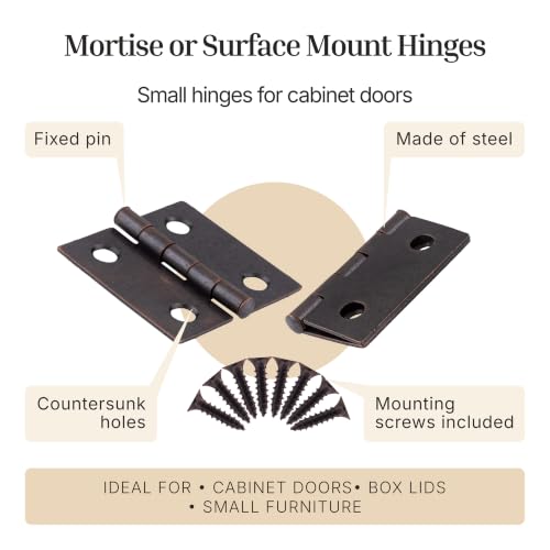 Antique Copper Butt Hinges - 1-1/2" x 1-1/2" - Pack of 2 - Cabinet Door and Box Hinges - BH6-SAC (1) - color: Antique Copper