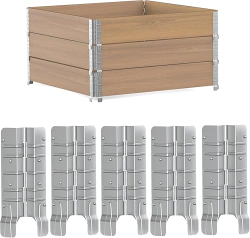 8" Pallet Collar Hinges for Raised Garden Bed Brackets 8 PCS – Heavy Duty Corner Connectors for Stackable Wooden Raised Flower Beds, Storage Boxes Corner Brackets with Removable Pin