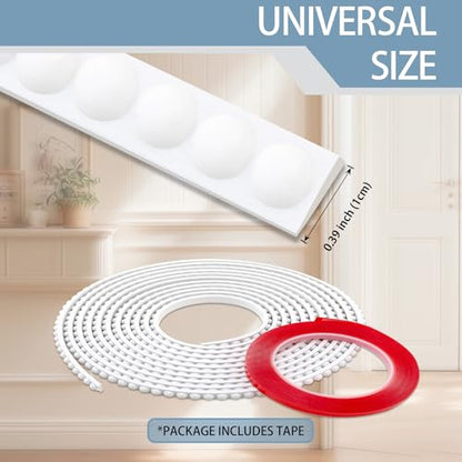 197" x 0.39" Peel & Stick Beaded Decorative Molding Trim, Flexible 3D Half-Round Dot Edge Strip for Home Decoration, Bathroom Mirror Frame, Cabinet, Backsplash Tile (Unfinished White) - size: 197" x 0.39"