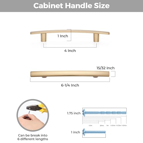30 Pack Champagne Bronze Cabinet Handles, 4" Hole Center Curved Pulls - color: Champagne Bronze, size: 4" Hole Center
