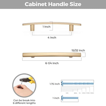 30 Pack Champagne Bronze Cabinet Handles, 4" Hole Center Curved Pulls - color: Champagne Bronze, size: 4" Hole Center