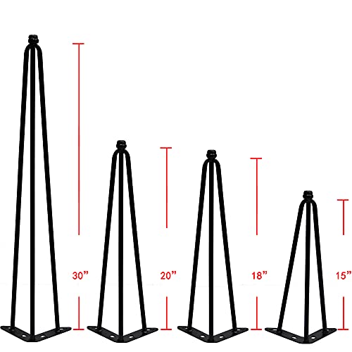Home Soft Things Hairpin Metal Table Legs 15 Inch Legs for Furniture Coffee Bench Dining End Industrial Table Desk Set of 4 with Black Screws Adjustable Cushion Floor Protectors, 15" - size: 15"