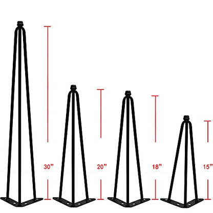 Home Soft Things Hairpin Metal Table Legs 15 Inch Legs for Furniture Coffee Bench Dining End Industrial Table Desk Set of 4 with Black Screws Adjustable Cushion Floor Protectors, 15" - size: 15"