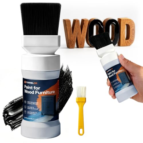 Black Paint for Wood, Touch Up Paint, Furniture Cabinets Refinishing 6.35oz - color: Black
