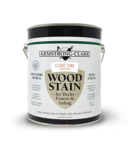 Armstrong-Clark Oil-Based Wood Stain for Decks, Fences, Siding, Logs & Outdoor Wood Surfaces | Penetrating Exterior Finish | Easy Maintenance (1 Gallons, Cedar Tone) - color: Cedar Tone, size: 1 Gallon