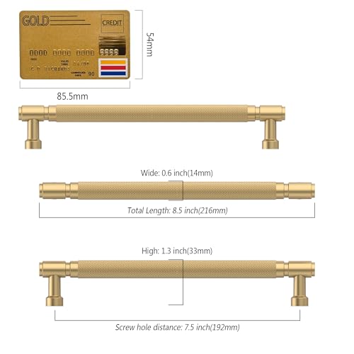 Amerdeco 10 Pack Champagne Bronze knurled Cabinet Pulls 7.5" - color: Champagne Bronze, size: 7.5" hole center