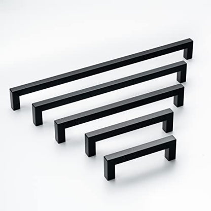 30 Pack Matte Black Cabinet Handles Black Square Dresser Pulls Cupboard Drawer Handles 8" Hole Center 203mm Modern Stainless Steel Kitchen Cabinet Hardware - color: Matte Black, size: 8 inch hole center (203mm)
