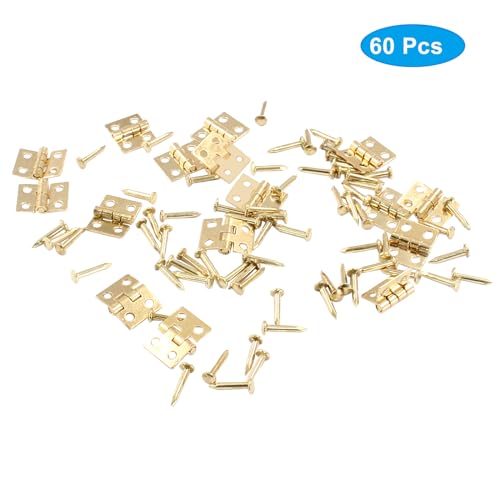 Biaungdo Mini Brass Hinges, 10x8mm, Golden, 60 Pcs - color: Yellow, size: 10x8mm,60Pcs