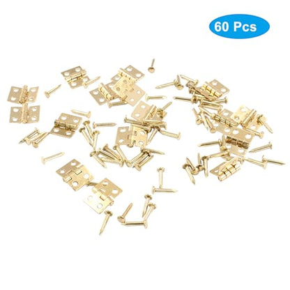 Biaungdo Mini Brass Hinges, 10x8mm, Golden, 60 Pcs - color: Yellow, size: 10x8mm,60Pcs