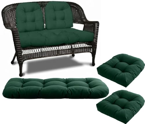 Wicker Chair Cushions 3 Piece Set, Waterproof Outdoor Cushion for Patio Furniture, Loveseat and U-Shaped Wicker Furniture Cushions, Green - color: Green