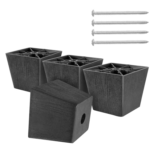 Plastic Couch Legs 2-1/2 inch, Screw-In Square Furniture Legs - Black, 4pcs - size: 2-1/2 Inch