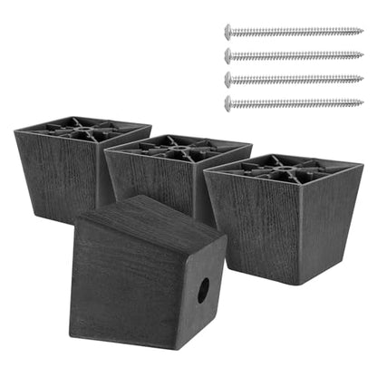 Plastic Couch Legs 2-1/2 inch, Screw-In Square Furniture Legs - Black, 4pcs - size: 2-1/2 Inch