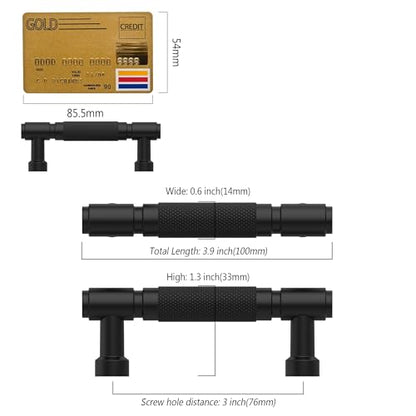 Amerdeco 10 Pack Matte Black knurled Cabinet Pulls 3" - color: Matte Black, size: 3" hole center
