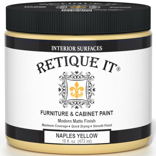 Retique It Furniture and Cabinet Paint - Paint for Cabinets, Dressers, Tables, Doors and DIY Home Decor Projects, Naples Yellow, 16 oz