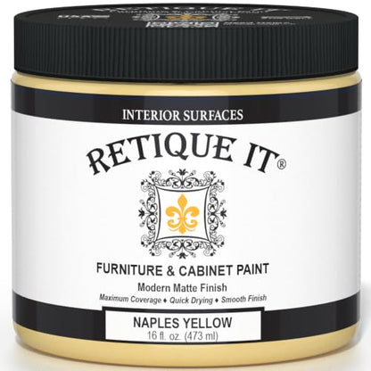 Retique It Furniture and Cabinet Paint - Paint for Cabinets, Dressers, Tables, Doors and DIY Home Decor Projects, Naples Yellow, 16 oz