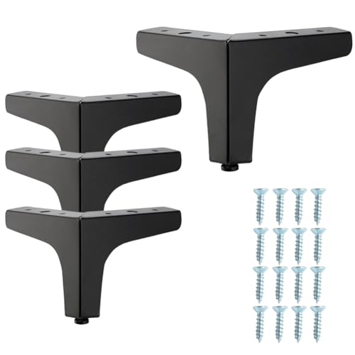 Metal Furniture Legs 4Pcs Duty Modern Metal Triangle Feet Legs for Furniture Heavy, DIY Replacement for Short Cabinet Legs, Sofa Legs, Small Dresser Legs (Black, 4in) - color: Black, size: 4in
