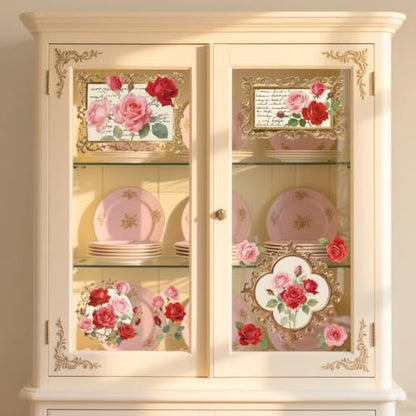 Peacoblue Vintage Rose Frame Rub On Transfers for Furniture Craft 6"x12" - style: Vintage Rose Frame