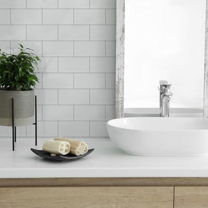 10- Sheet Polished White Peel and Stick Backsplash,11.8'' x11.8'' Luxury PVC Ceramic Look Self Stick Subway Tiles, Waterproof Peel and Stick Wall Tiles for Kitchen and Bathrrom - color: Soft-Glossy White