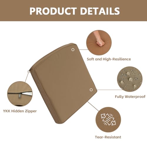 Goodgoods 20x20 Outdoor Chair Cushions Set of 2, 35D Foam, Brown - color: Brown, size: 20"x20" 2pcs