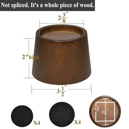 Wood Bed Risers (2 inch Round 4pcs) - size: 2 inch Round 4pcs