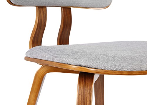 Armen Living Jaguar Mid-Century Dining Chair in Walnut Wood and Gray Fabric - Set of 6 - color: Gray/Walnut, size: Set of 6