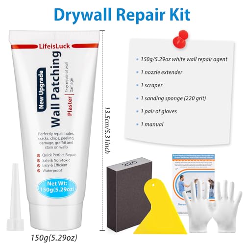 Wall Mending Agent, Wall Spackle with Scraper, Wall Surface Hole Fill Quick and Easy Solution, White - color: 5.29OZ White Wall Mending Agent