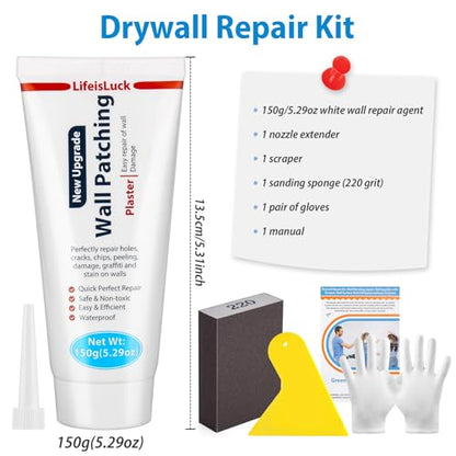 Wall Mending Agent, Wall Spackle with Scraper, Wall Surface Hole Fill Quick and Easy Solution, White - color: 5.29OZ White Wall Mending Agent