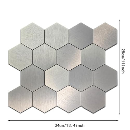 Mosaic Wall Sticker, 13.4x11 Inch, Silver, 10 Pack - color: Silver1