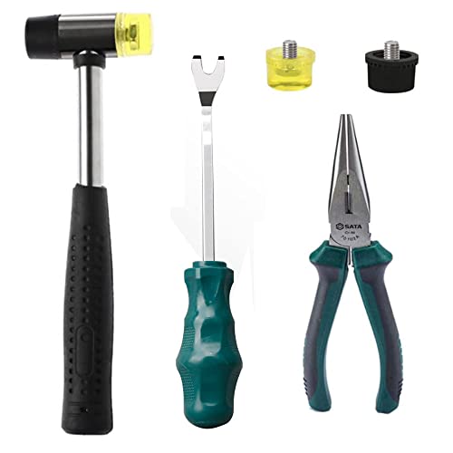 5pcs Upholstery Tacks Tools, Double-Faced Upholstery Mallet with 2 Replacement Rubber Heads,Tack Lifter,and Removal Pliers for Sofa, Chair, Bed and Other Furniture (Upholstery Tacks Tools) - color: Upholstery Tacks Tools