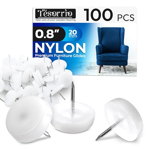 100 Pcs Nail in Furniture Glides, 0.8 x 0.7 Inch Plastic Sliders