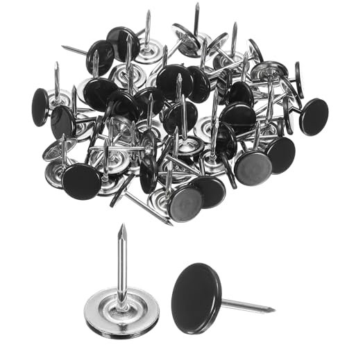 uxcell 120Pcs Push Pins, 11mmx17mm Round Flat Head Decorative Thumb Tacks Upholstery Tacks for Cork Board Office Wall Hangings, Black - color: Black, size: 11mmx17mm