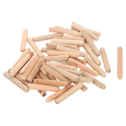 uxcell 300Pcs 1/5" x 1-1/6" Wooden Dowel Pins, Wood Dowels Rods, Furniture Woodworking Grooved Fluted Pin, Wooden Dowels Fluted for Craft, DIY Projects - size: 5 x 30mm