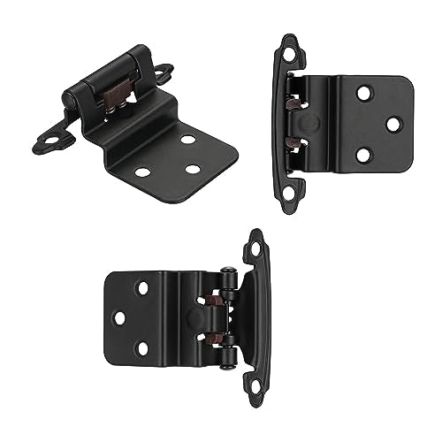 Matte Black Cabinet Hinges, 3/8” Inset, 4 Pack - color: Matte Black, size: 3/8 Inch Inset