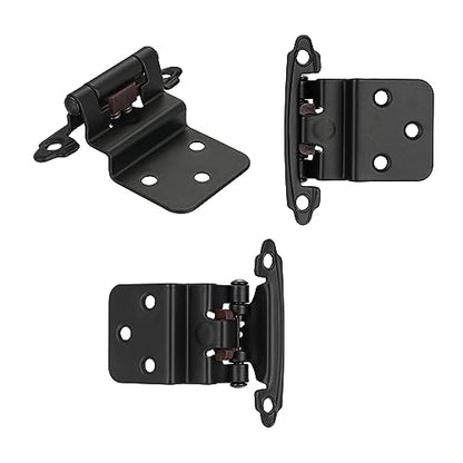 Matte Black Cabinet Hinges, 3/8” Inset, 4 Pack - color: Matte Black, size: 3/8 Inch Inset