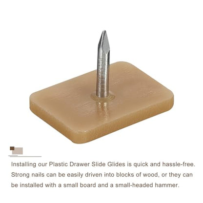 uxcell Drawer Slides, 40Pcs 17x12mm - Plastic Drawer Guides and Stoppers, Rectangular Tack-in Dresser Drawer Slides, Drawer Glides for Repairing Dressers - size: 17x12mm