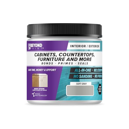Beyond Paint All-in-One Refinishing Paint, No Sanding, Matte Finish for Cabinets, Countertops, Furniture and Doors, 1 Pint, Soft Gray - color: Soft Grey