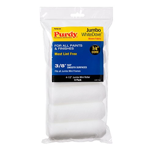 Purdy 140624612 Jumbo Mini White Dove Roller Replacements, 6-Pack, 4-1/2 inch x 3/8 inch nap