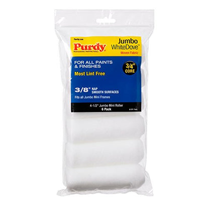 Purdy 140624612 Jumbo Mini White Dove Roller Replacements, 6-Pack, 4-1/2 inch x 3/8 inch nap