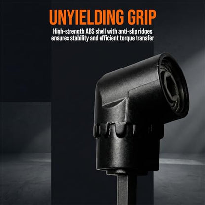 90 Degree Right Angle Drill Adapter Attachment, 1/4" Quick Change Magnetic Bit Socket for Impact Drill Driver, Tight Spaces