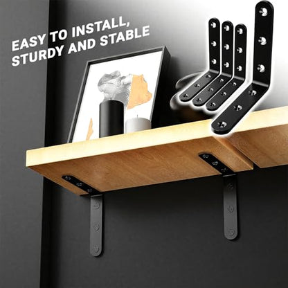 25Pcs Black Angle Brackets 3”x 3” Heavy Duty Corner Bracket 3MM for Wood - size: Black-3x3 Inch